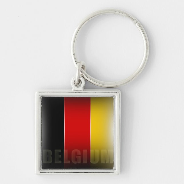 Belgien Keychain Fyrkantig Silverfärgad Nyckelring (Framsidan)
