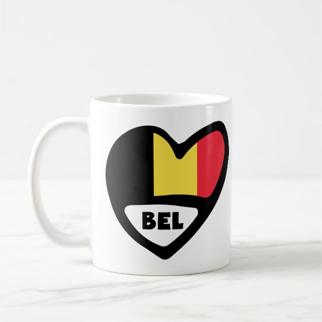 Belgien Land Code Flagga Heart BEL Kaffemugg (Vänster)