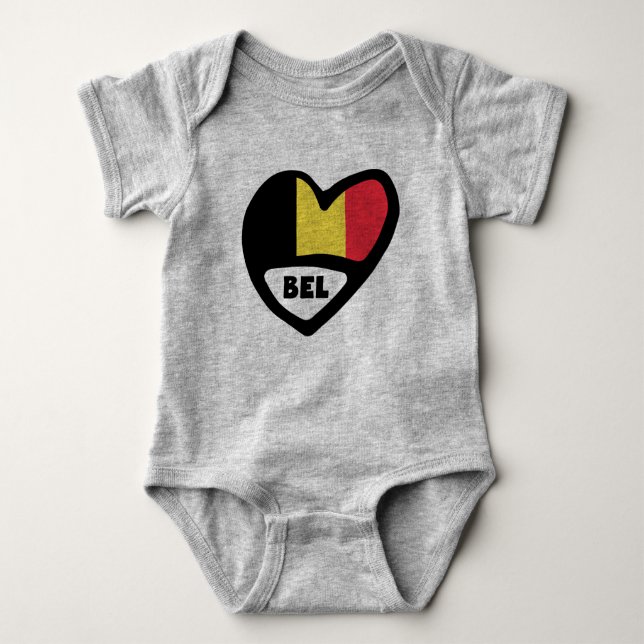 Belgien Land Code Flagga Heart BEL T Shirt (Framsida)