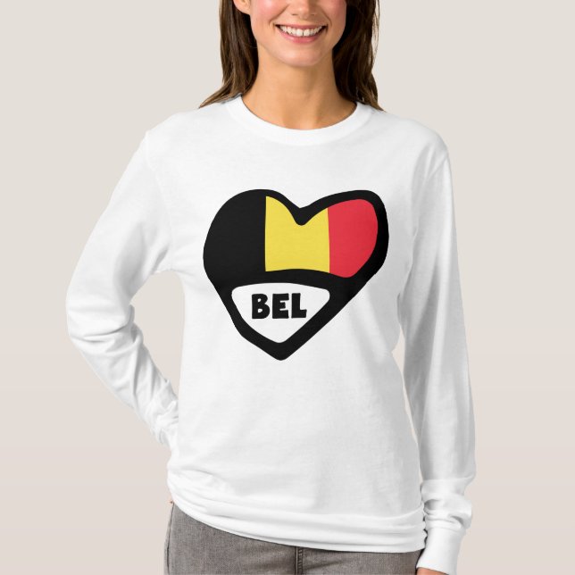Belgien Land Code Flagga Heart BEL T Shirt (Framsida)