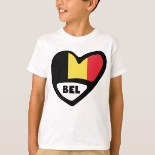 Belgien Land Code Flagga Heart BEL T Shirt