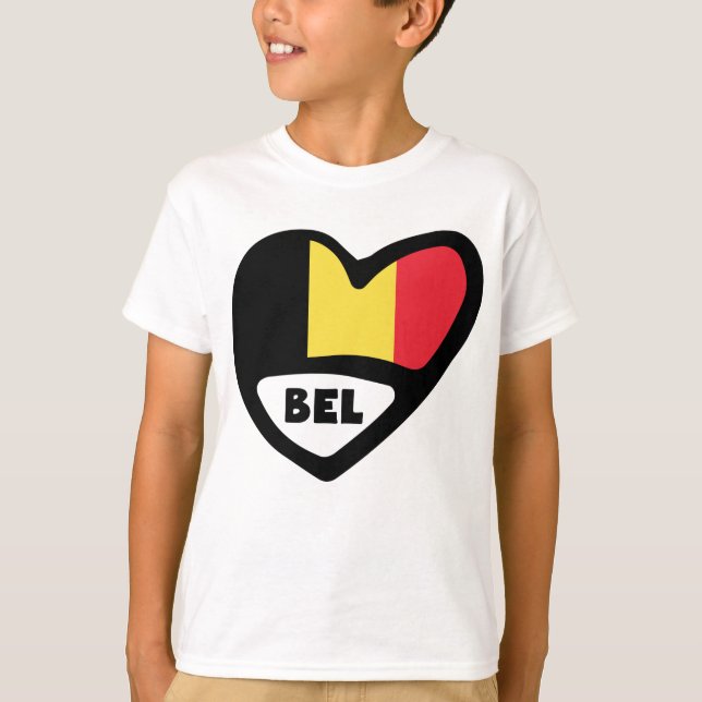 Belgien Land Code Flagga Heart BEL T Shirt (Framsida)