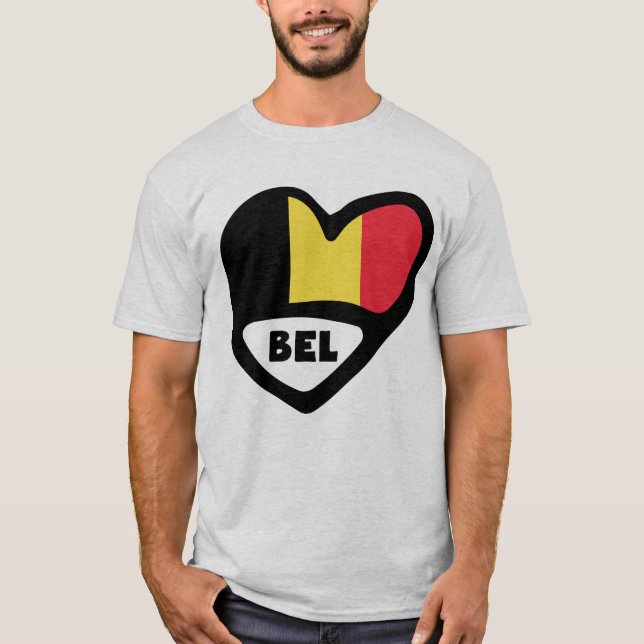 Belgien Land Code Flagga Heart BEL T Shirt (Framsida)