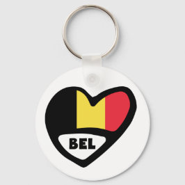 Belgien Land Code Flagga Heart Nyckelring BEL