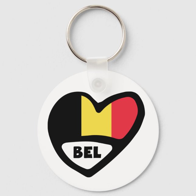 Belgien Land Code Flagga Heart Nyckelring BEL (Framsida)