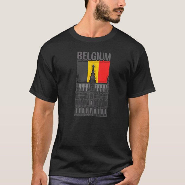 Belgien Land Flagga T Shirt (Framsida)