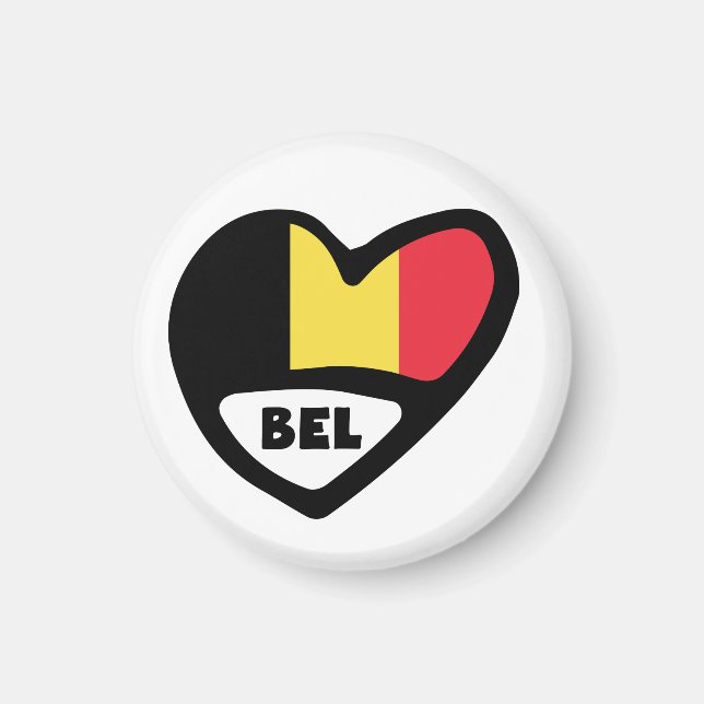 Belgien land kodifierar flaggahjärtaBEL Magnet (Framsidan)