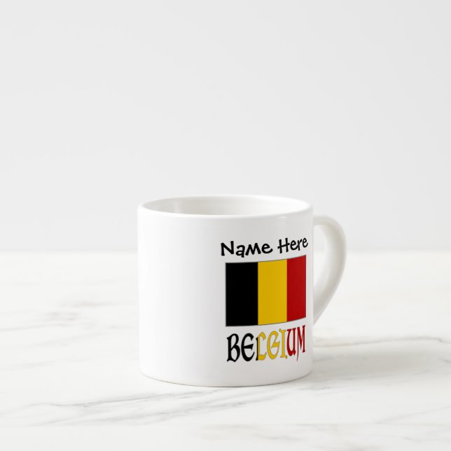 Belgien och Belgiska Flagga Personlig Espressomugg (Framsida höger)