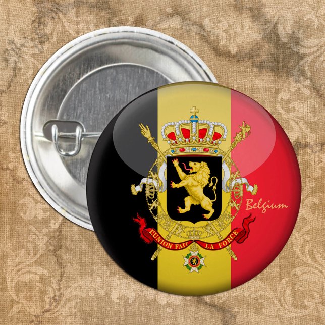 Belgien och Flagga, mode, säckar/sportfantast Knapp (Skapare uppladdad)