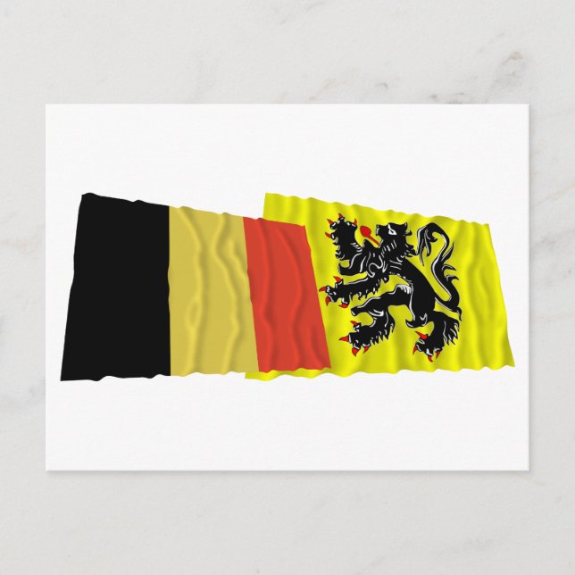 Belgien och Flandern Wave Flaggor Vykort (Framsida)