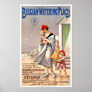 Belgien Ostende Vintage resor Poster återställt