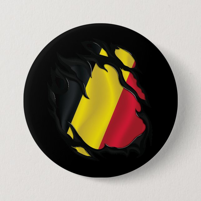 Belgien Rippat Flagga Knapp (Framsida)