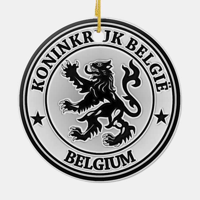 Belgien Round Emblem Julgransprydnad Keramik (Baksidan)