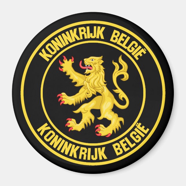Belgien Round Emblem Magnet (Framsidan)