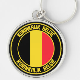 Belgien Round Emblem Rund Silverfärgad Nyckelring