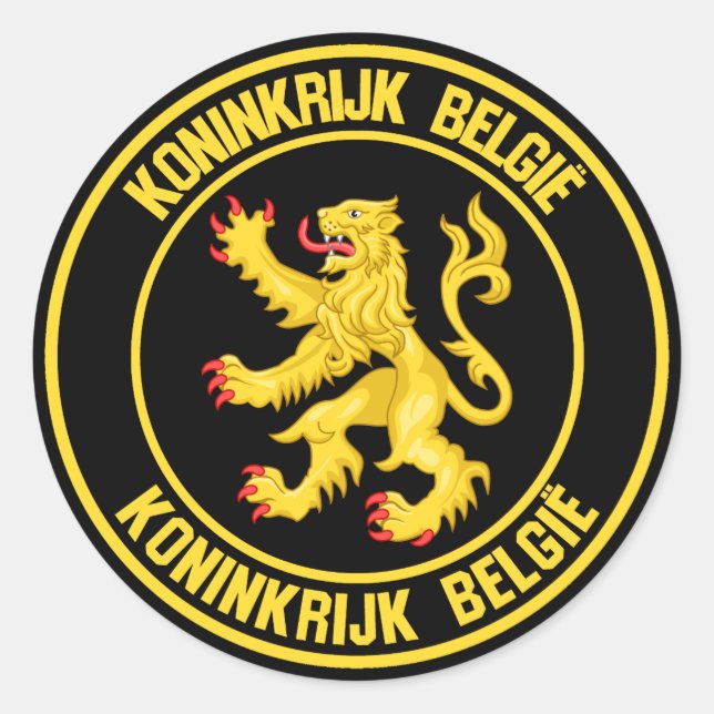 Belgien Round Emblem Runt Klistermärke (Framsida)
