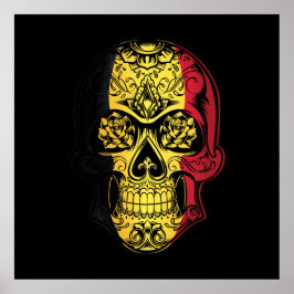 Belgien Skull och Ro Flagga Poster