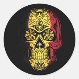 Belgien Skull och Ro Flagga Runt Klistermärke
