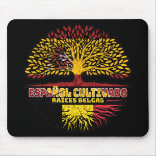 Belgien, Spanien, Spanien, Träd Roots Flagga Musmatta