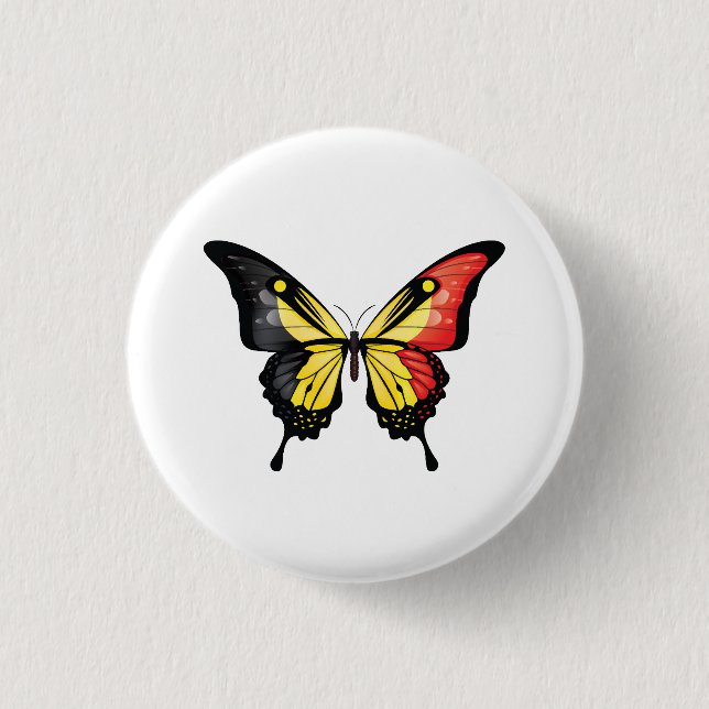 Belgien Swallowtail Butterfly Flagga Sticker Knapp (Framsida)