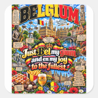 Belgien T-shirt Fyrkantigt Klistermärke