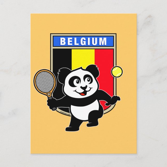 Belgien Tennis Panda Vykort (Framsida)