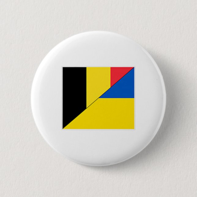Belgien Ukraina Flagga Belgisk Ukrainsk Nationalit Knapp (Framsida)