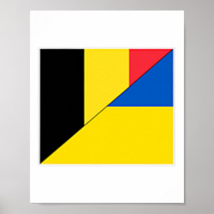 Belgien Ukraina Flagga Belgisk Ukrainsk Nationalit Poster