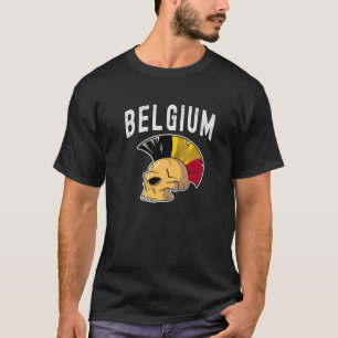 Belgien Ultras Mohawk Skull. Stöd för nationella t Shirt