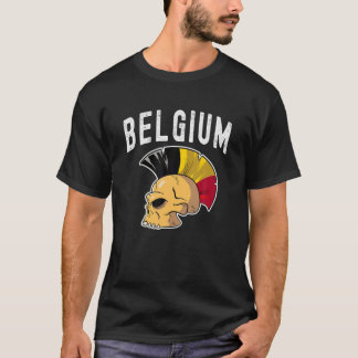 Belgien Ultras Mohawk Skull. Stöd för nationella t Shirt