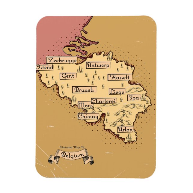 Belgien Vintage reskarta Magnet (Vertikal)