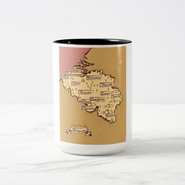 Belgien Vintage reskarta Två-Tonad Mugg (Center)