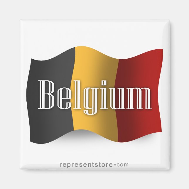Belgien Wave Flagga Magnet (Framsidan)
