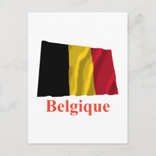 Belgien Wave Flagga med Namn i Fransk Vykort