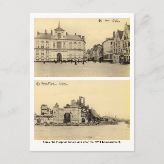 Belgien, Ypres - WW1 Bombardment Vykort (Framsida)