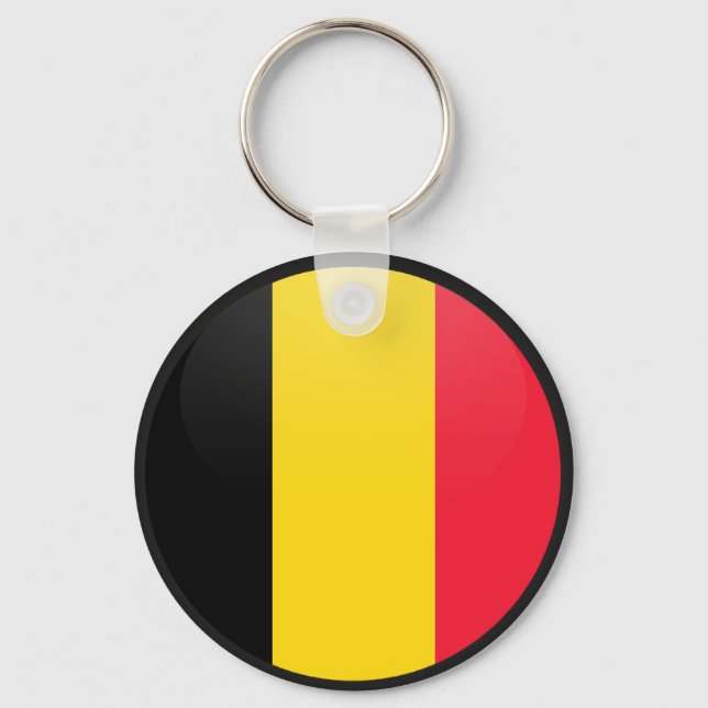 Belgiens Flagga Circle Nyckelring (Framsida)