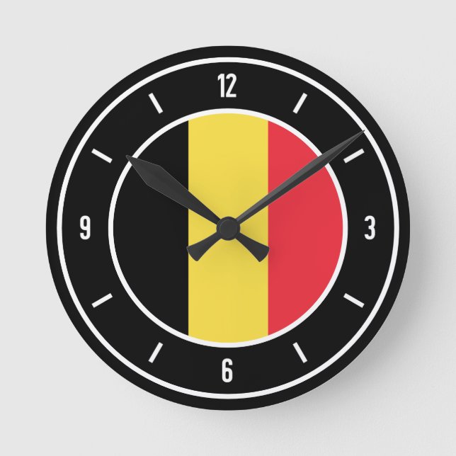 Belgiens Flagga Elegant Rund Klocka (Framsida)