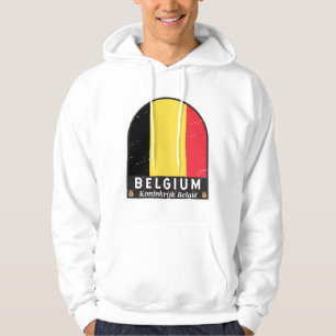 Belgiens Flagga Emblem Distress-Vintage Hoodie