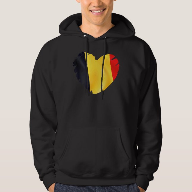 Belgiens Flagga om hjärtformen Belgien Hoodie (Framsida)