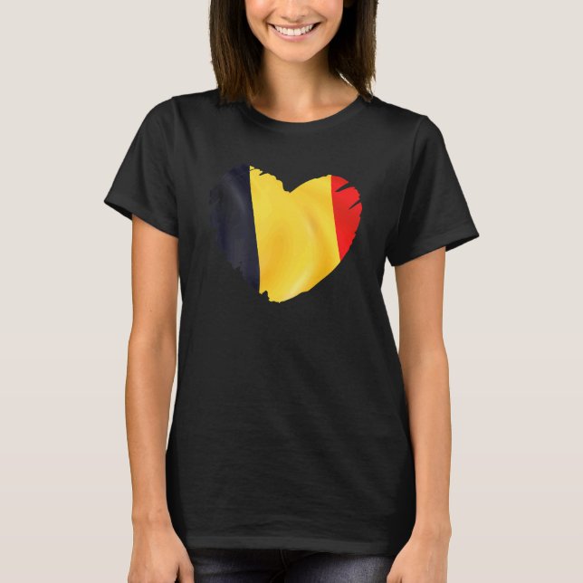 Belgiens Flagga om hjärtformen Belgien T Shirt (Framsida)