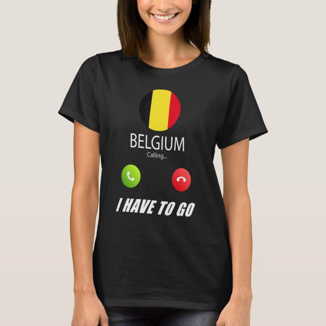 Belgiens Flagga Souvenir Belgien ringer upp T Shirt (Framsida)