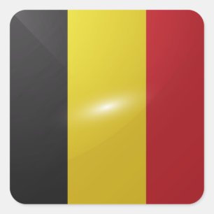 Belgiens kvadratiska glansig flagga fyrkantigt klistermärke