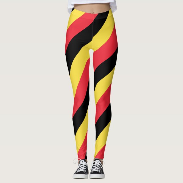 Belgiens nationella Flagga Färg Diagonal Stripe Leggings (Framsida)