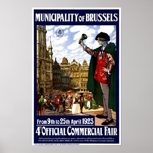 Belgiens Poster av Vintage i Bryssel återställd (Framsidan)