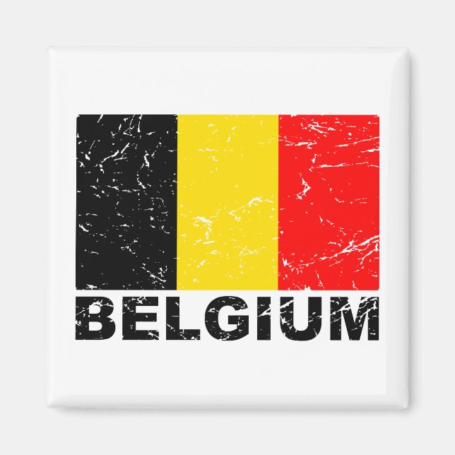 Belgiens Vintage Flagga Magnet (Framsidan)
