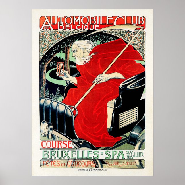Belgique Automobile Klubb Art nouveau Georges Gaud Poster (Framsidan)