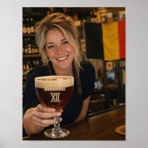 Belgisk Alehouse Välkomstaffisch vid skymning Poster