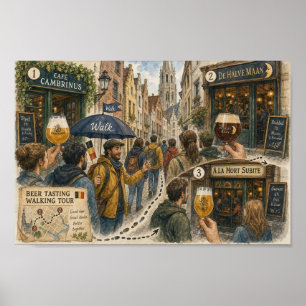 Belgisk Beer Walk Through History Affisch