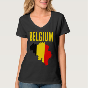 Belgisk Belgien Landkarta Flagga T Shirt