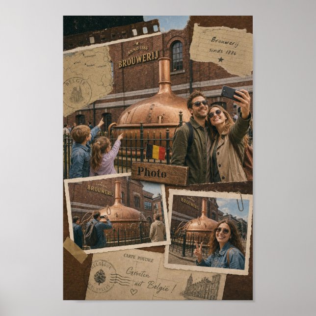 Belgisk bryggeripostkartskollageaffisch poster (Framsidan)